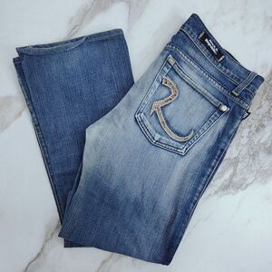 Rock & Republic Snake Print Embellish on Back Pocket Blue Jeans Sz 30